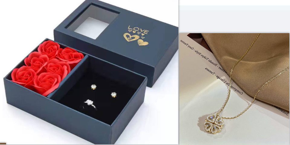 Four Leaf Clover Locket Necklace - Magnetic Heart Pendant