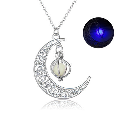 Glow in the Dark Moon Necklace - Natural Stone Pendant