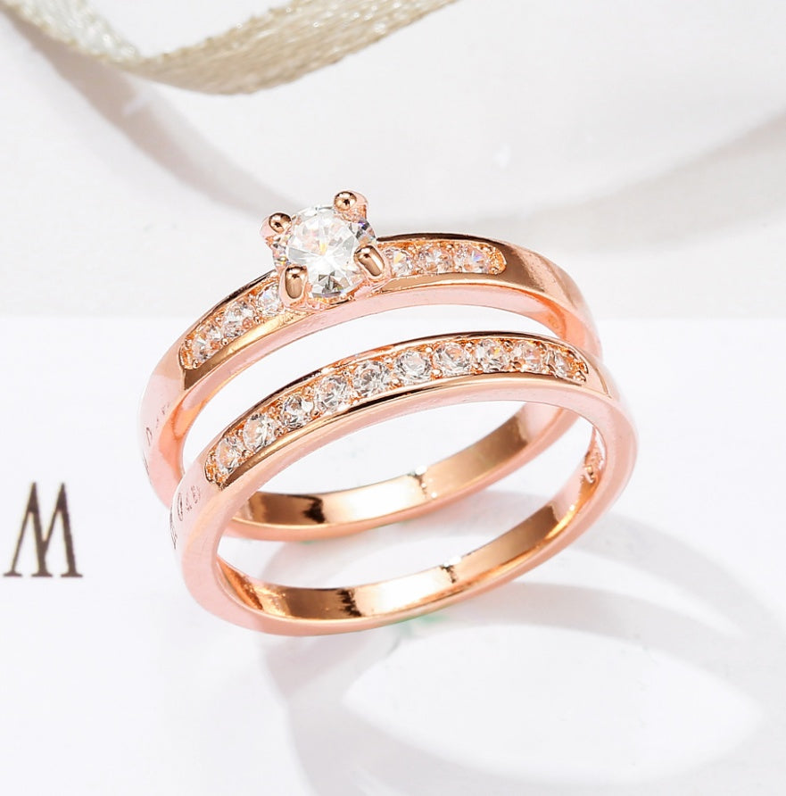 Rose Gold Diamond Ring - Elegant Engagement Ring