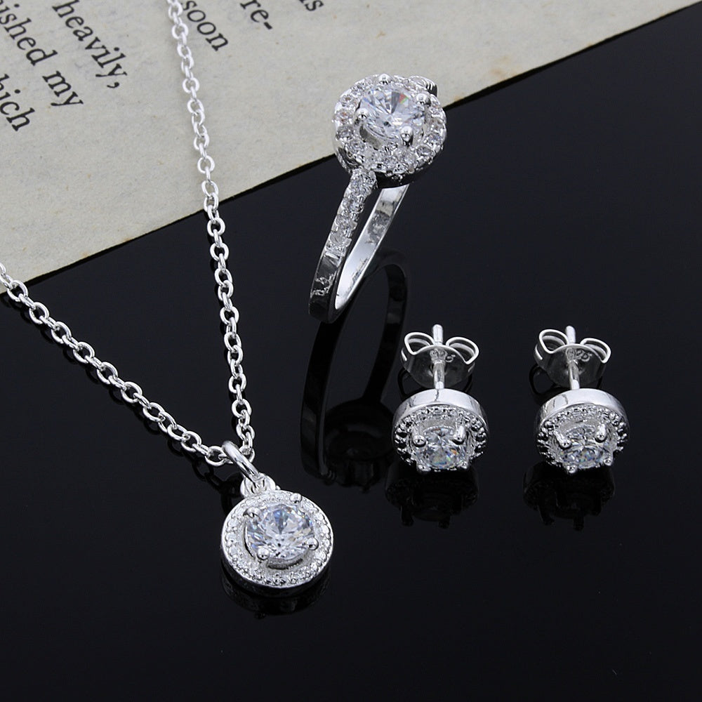 Apple Zircon Jewelry Set - Ring & Necklace in 925 Silver