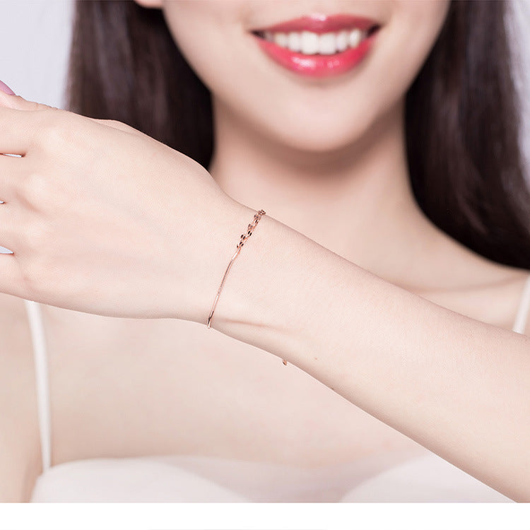 925 Sterling Silver Geometric Bracelet - Rose Gold Plated