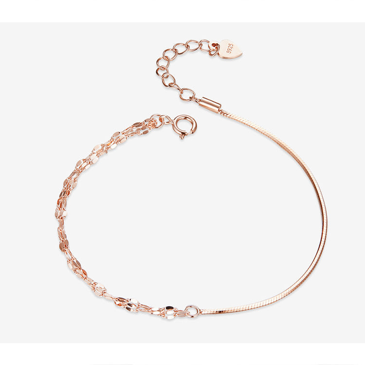 925 Sterling Silver Geometric Bracelet - Rose Gold Plated