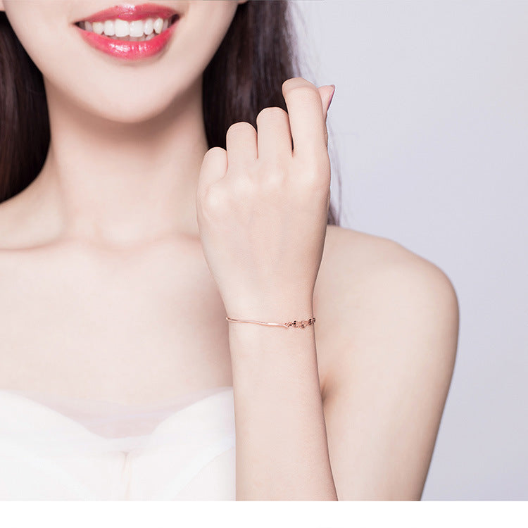 925 Sterling Silver Geometric Bracelet - Rose Gold Plated