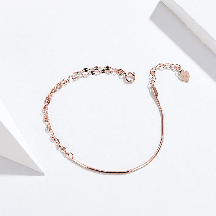 925 Sterling Silver Geometric Bracelet - Rose Gold Plated