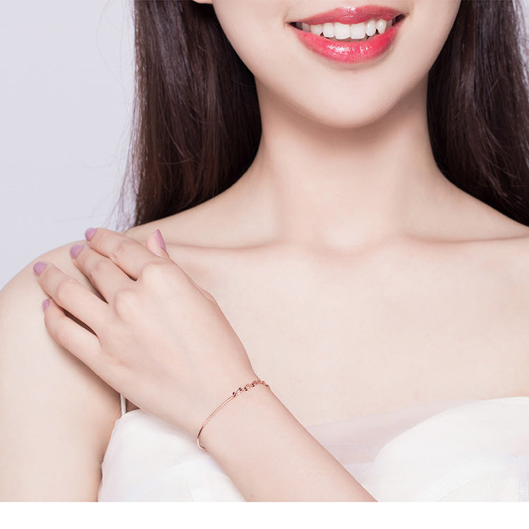 925 Sterling Silver Geometric Bracelet - Rose Gold Plated