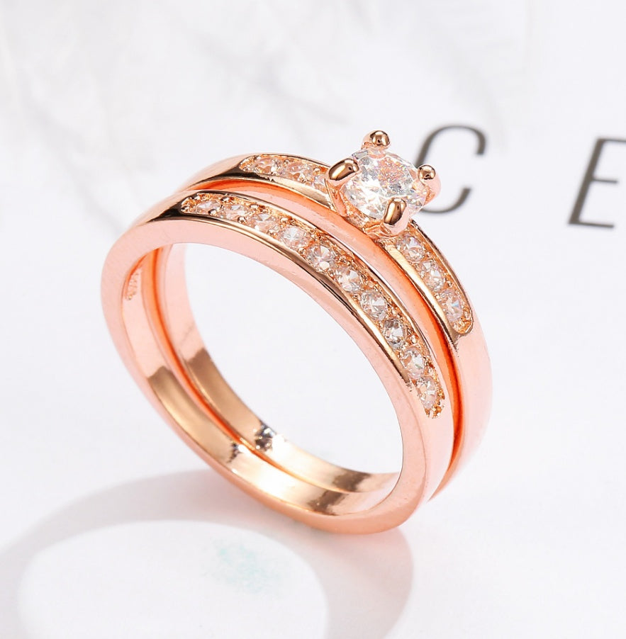 Rose Gold Diamond Ring - Elegant Engagement Ring