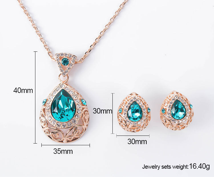 Openwork Filigree Jewelry Set - Necklace & Earrings