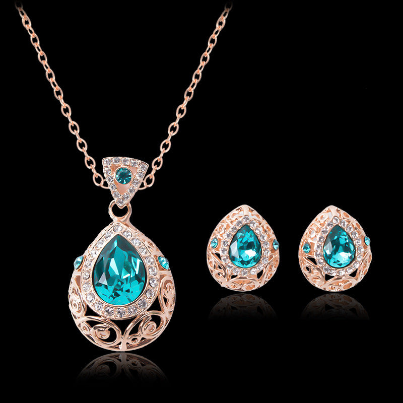 Openwork Filigree Jewelry Set - Necklace & Earrings