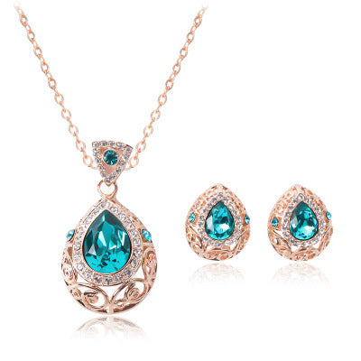 Openwork Filigree Jewelry Set - Necklace & Earrings