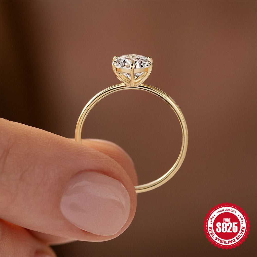 Sterling Silver Diamond Ring - Six Claw Setting S925