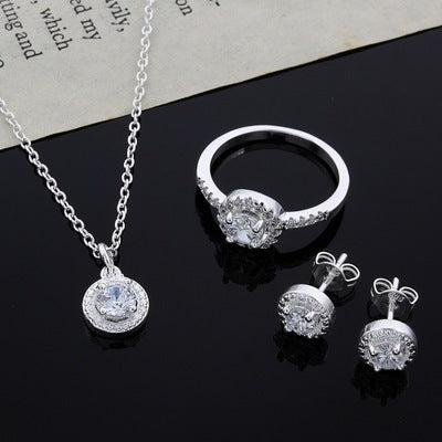 Apple Zircon Jewelry Set - Ring & Necklace in 925 Silver
