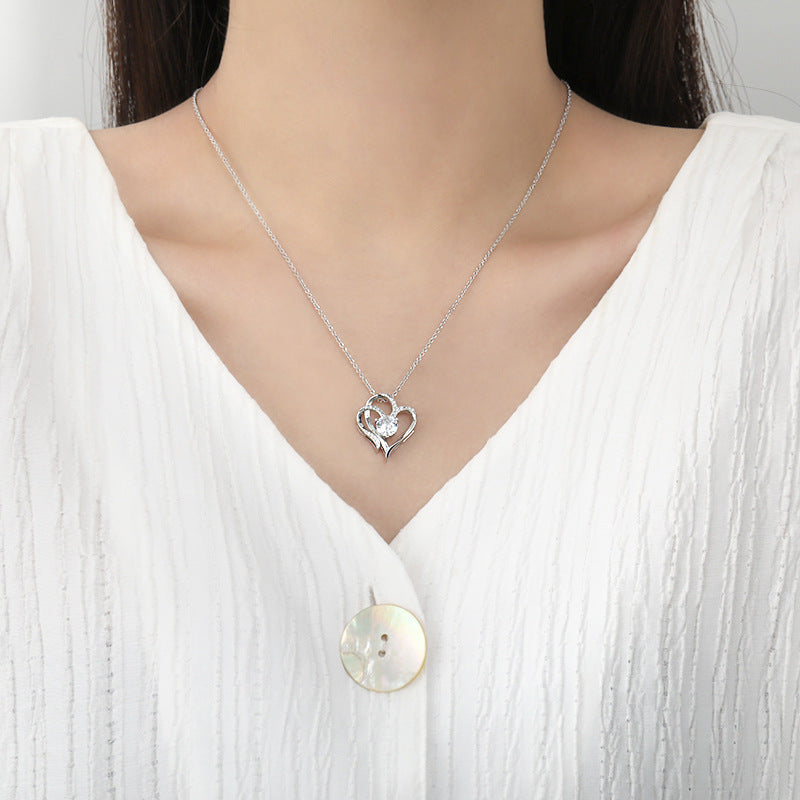 Double Heart Zircon Necklace - Valentine's Day Gift