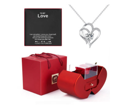 Eternal Rose Necklace Gift Box - Apple Shaped Jewelry Case