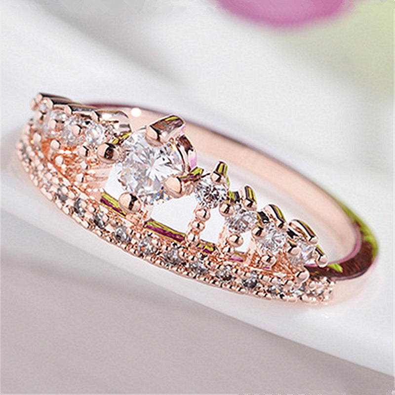 Micro-Pavé Crown Ring - Gold & Rose Gold