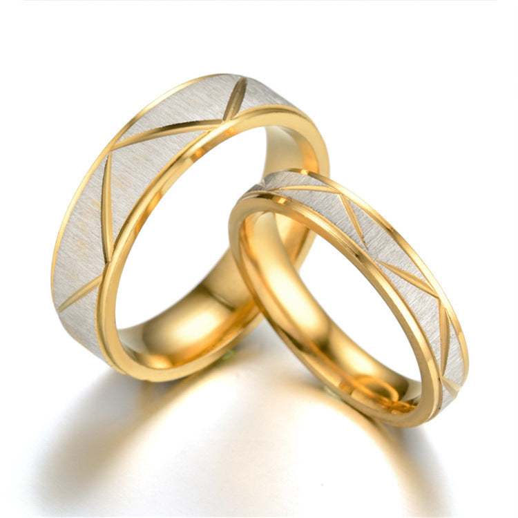 24K Gold Plated Titanium Steel Couple Rings - Matching Set