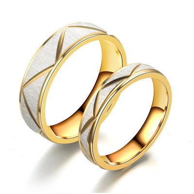 24K Gold Plated Titanium Steel Couple Rings - Matching Set