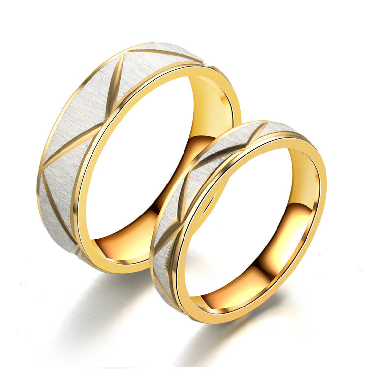 24K Gold Plated Titanium Steel Couple Rings - Matching Set