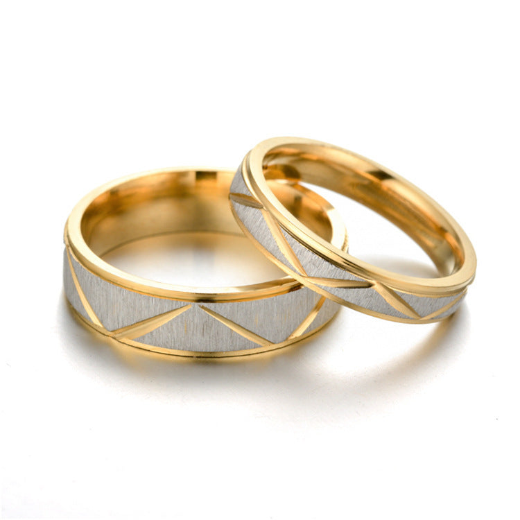 24K Gold Plated Titanium Steel Couple Rings - Matching Set