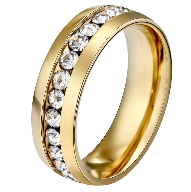 Gold Crystal Ring - Stainless Steel Fashion Jewelry