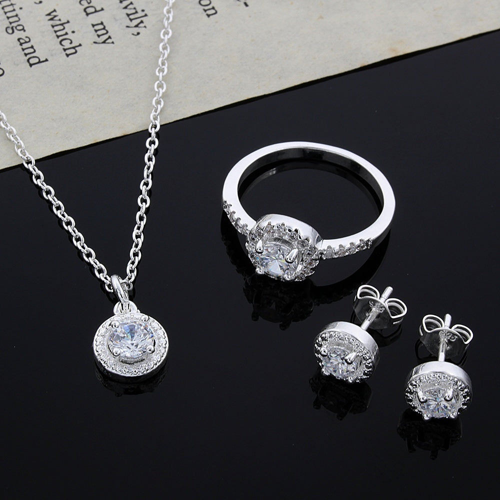 Apple Zircon Jewelry Set - Ring & Necklace in 925 Silver