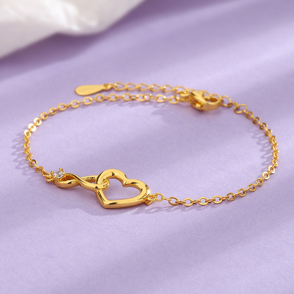 Heart Zirconia Bracelet - Korean Style Love Bracelet