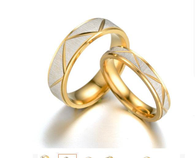 24K Gold Plated Titanium Steel Couple Rings - Matching Set