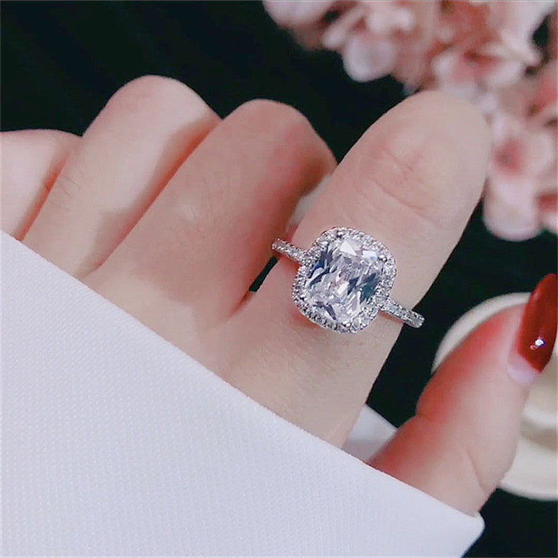 White Gold Engagement Ring - Bridal Wedding Band for Women