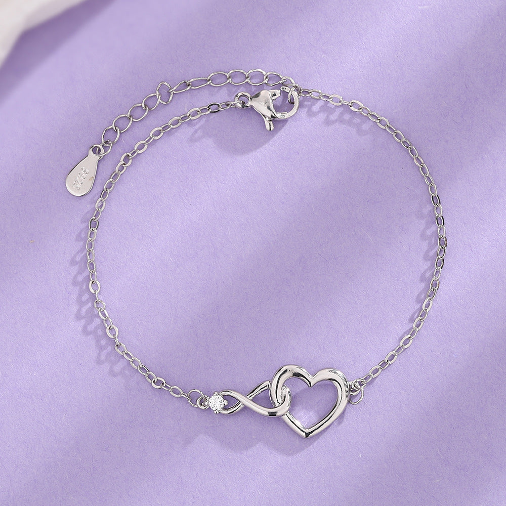 Heart Zirconia Bracelet - Korean Style Love Bracelet