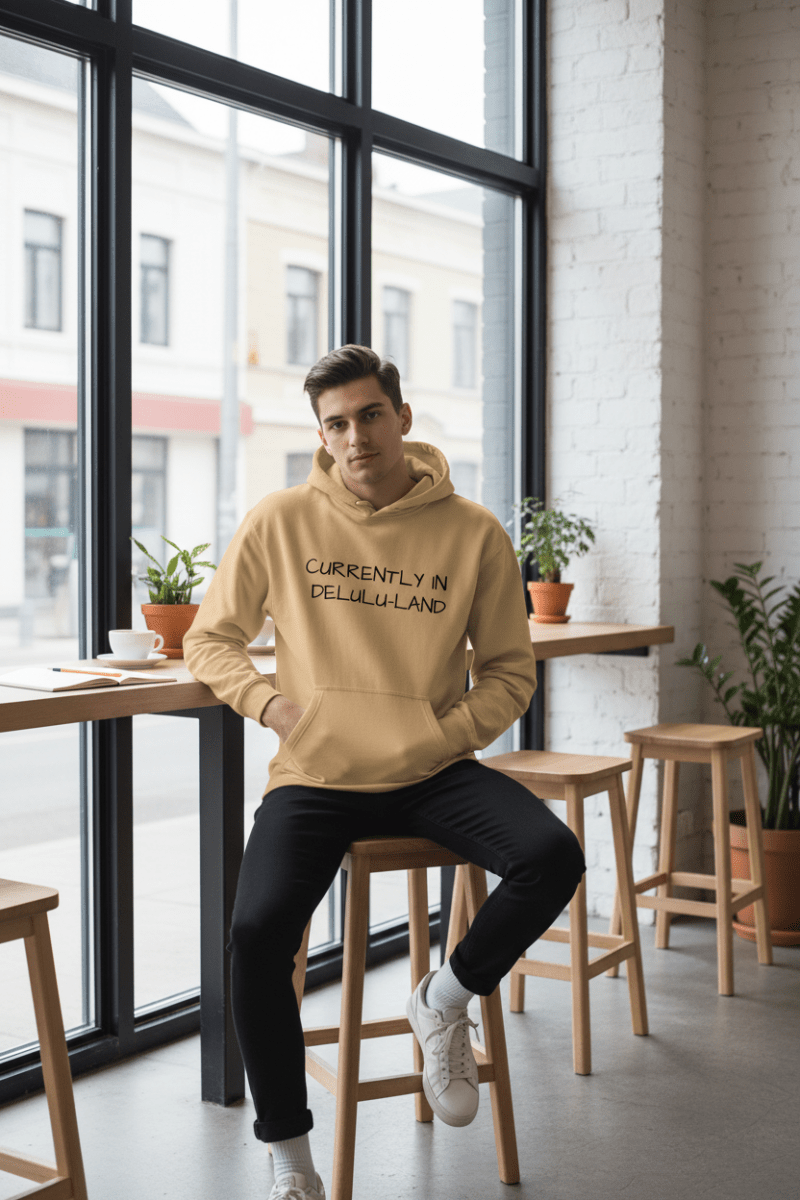 Currently In Delulu - Land - Cozy Midweight Hoodie