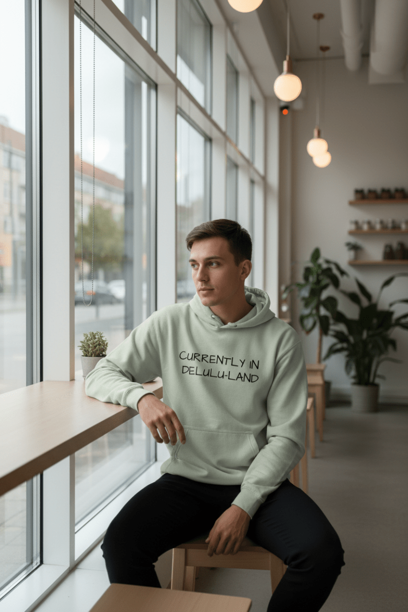 Currently In Delulu - Land - Cozy Midweight Hoodie