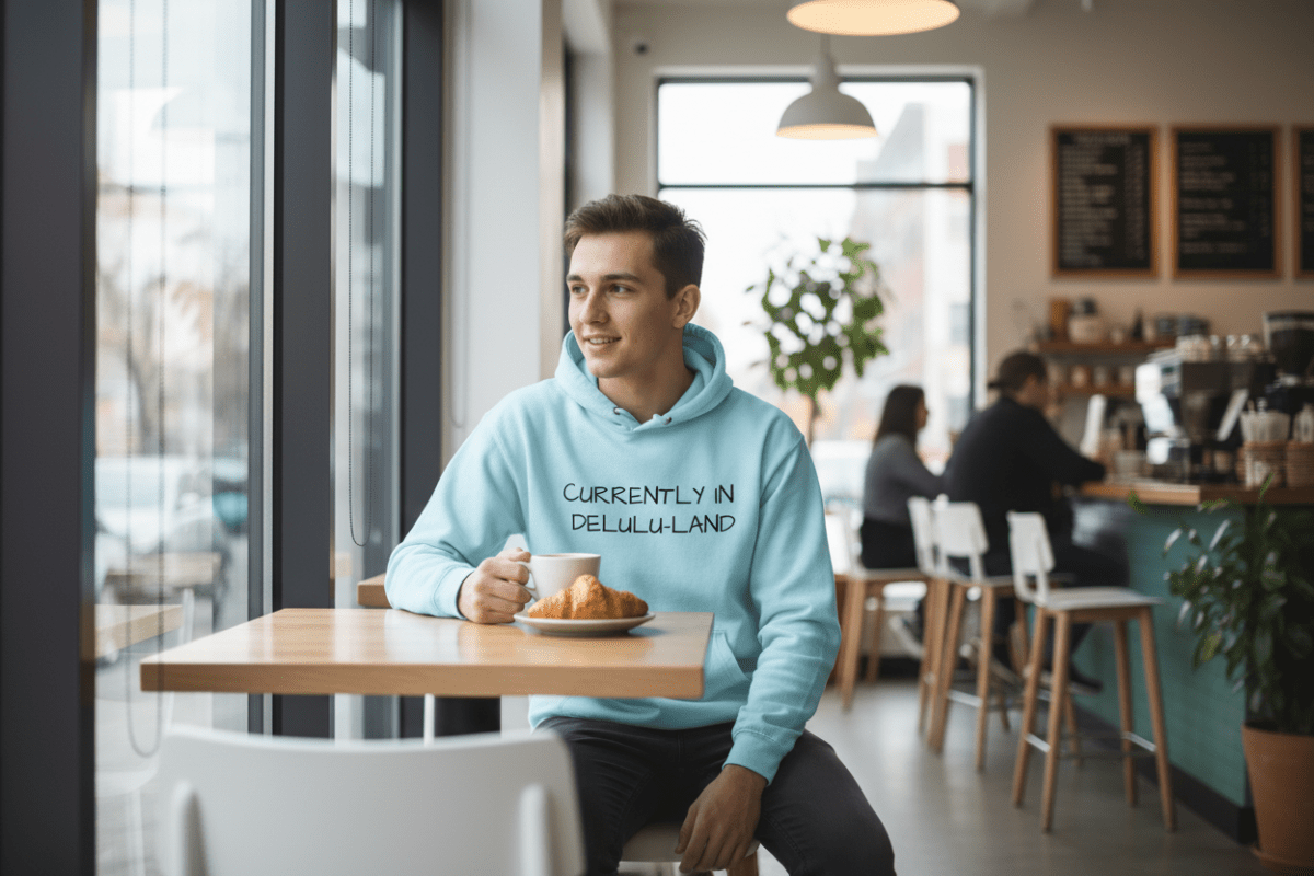 Currently In Delulu - Land - Cozy Midweight Hoodie