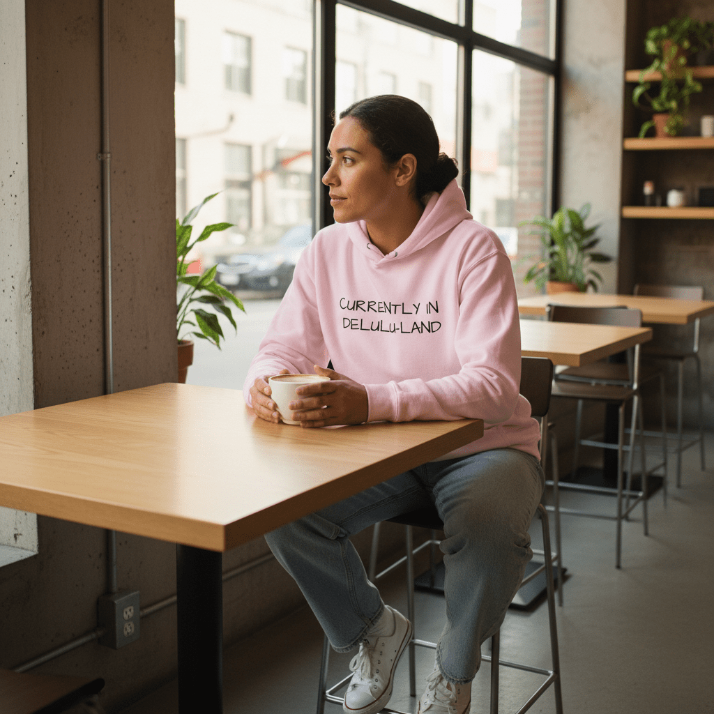 Currently In Delulu - Land - Cozy Midweight Hoodie