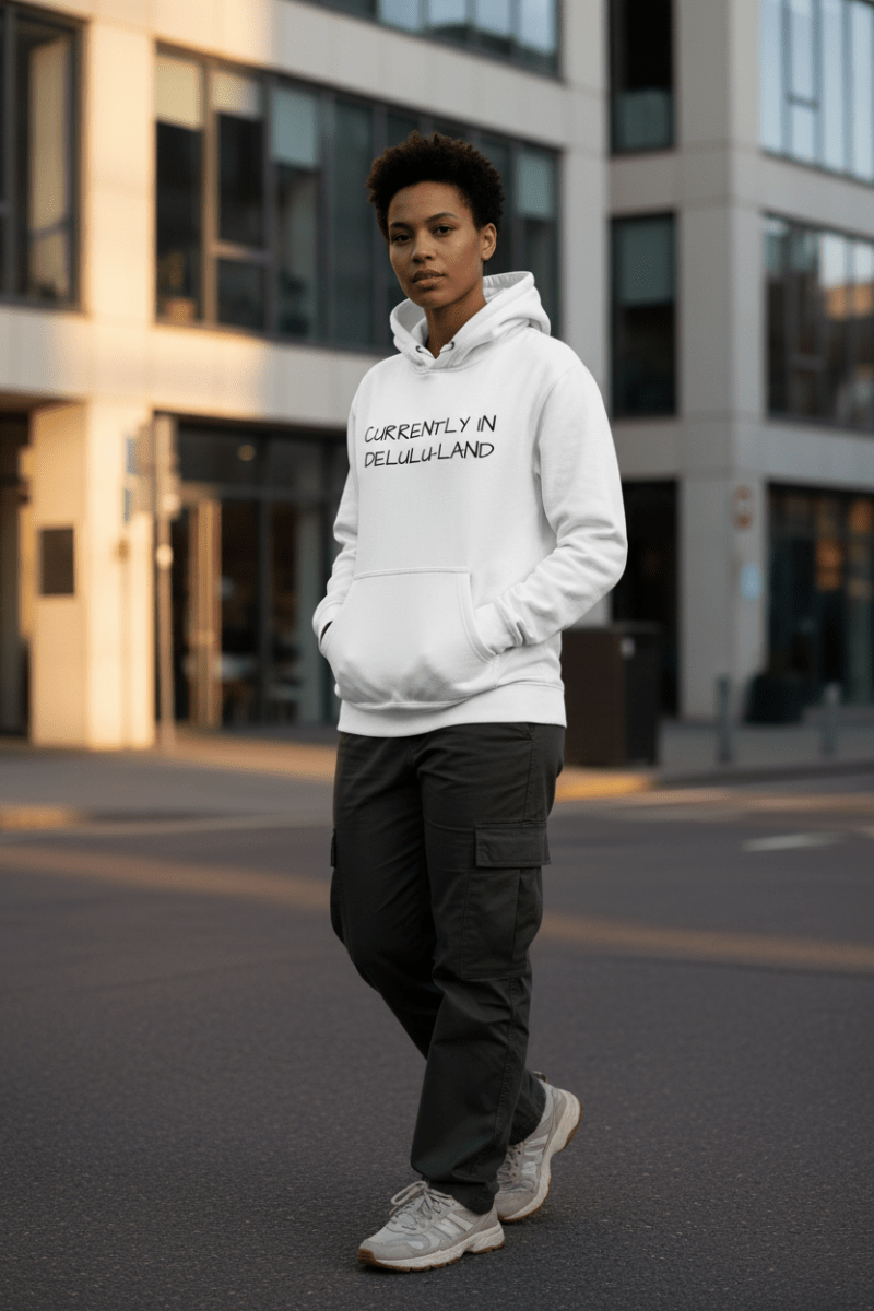 Currently In Delulu - Land - Cozy Midweight Hoodie