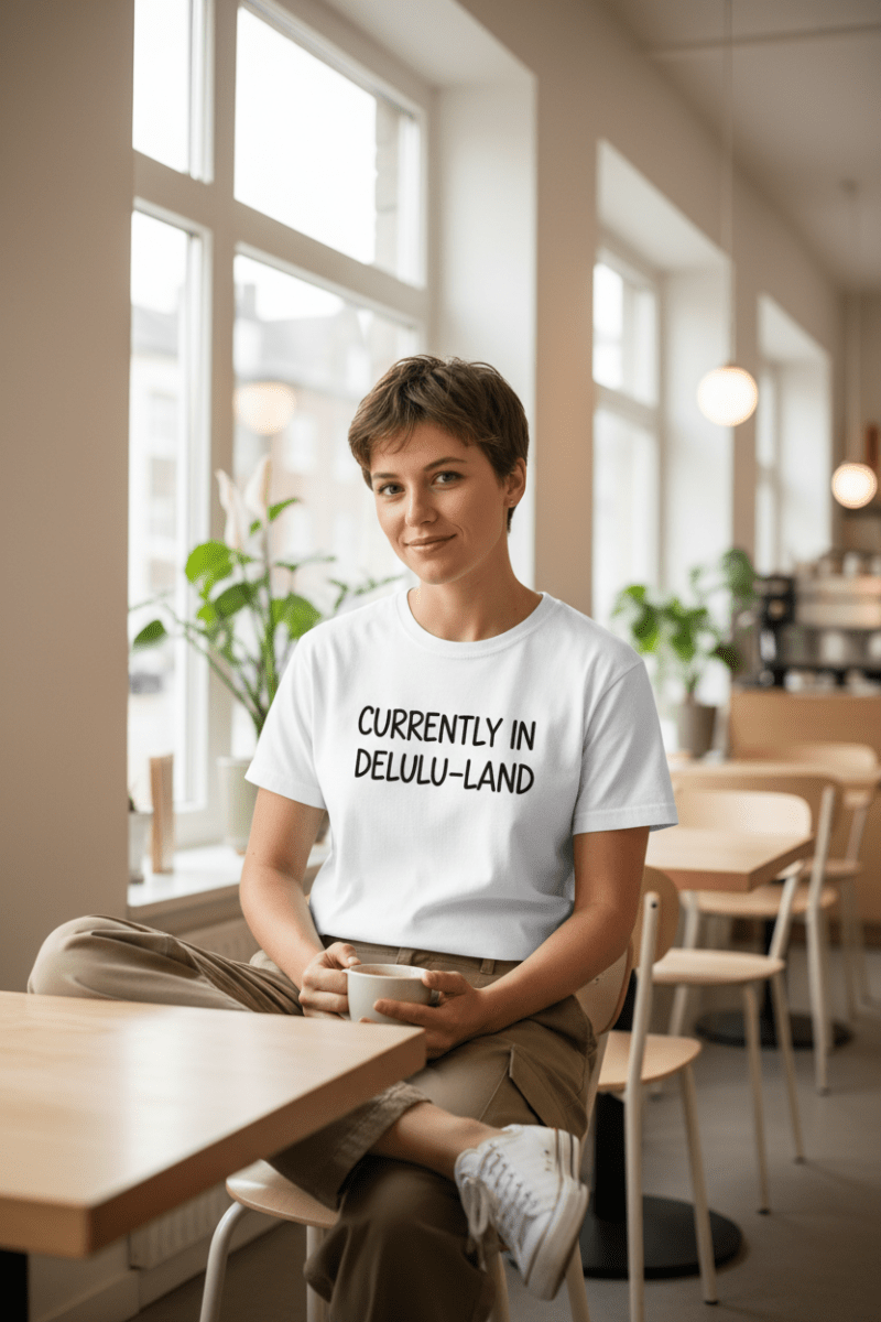 Currently In Delulu - Land - Funny Dreamer Tee