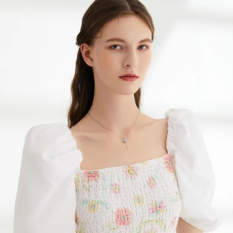 Angel Wings Heart Necklace - Crystal Valentine's Day Gift