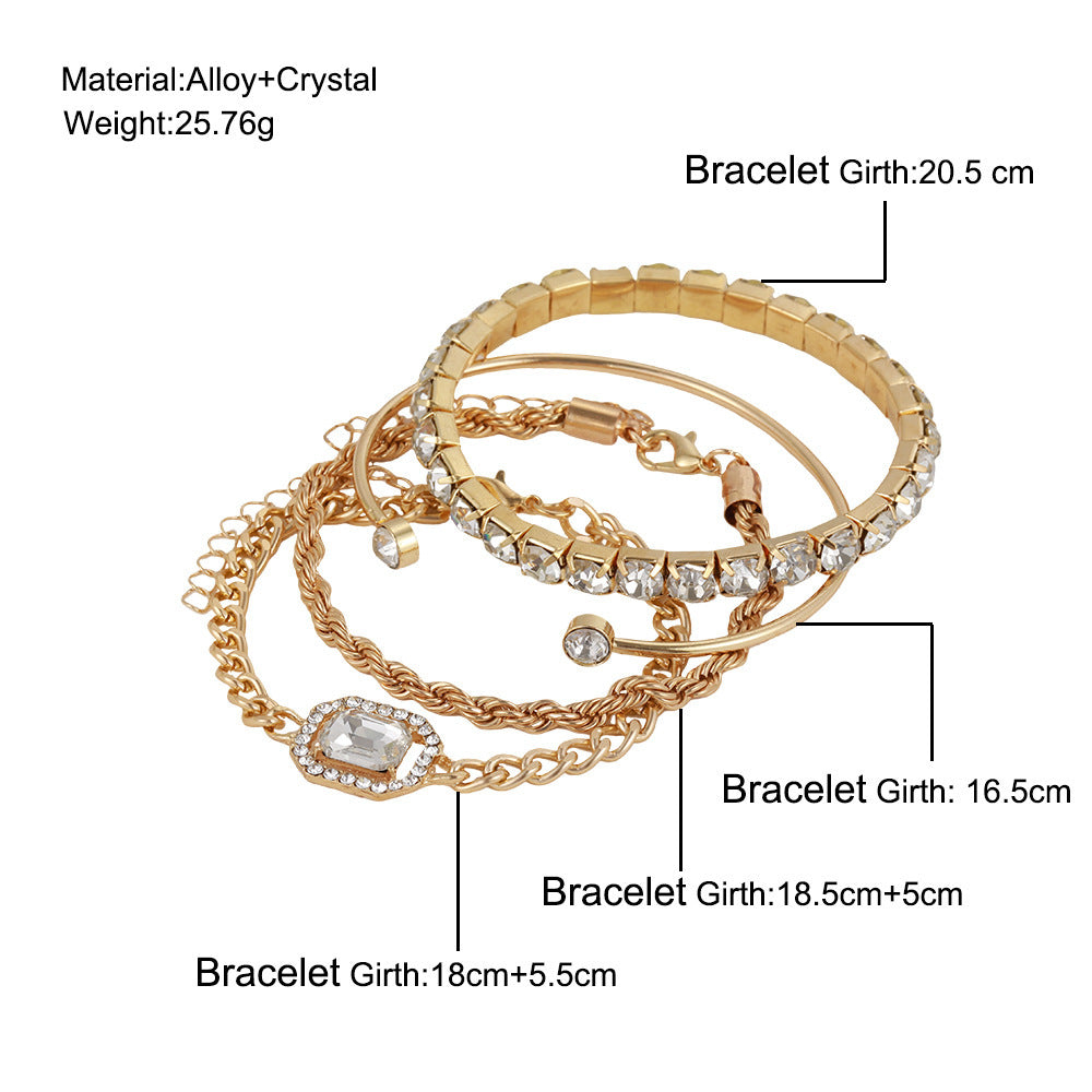 Bohemian Crystal Cuff Set - 4 Piece