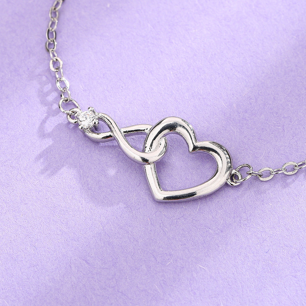 Heart Zirconia Bracelet - Korean Style Love Bracelet