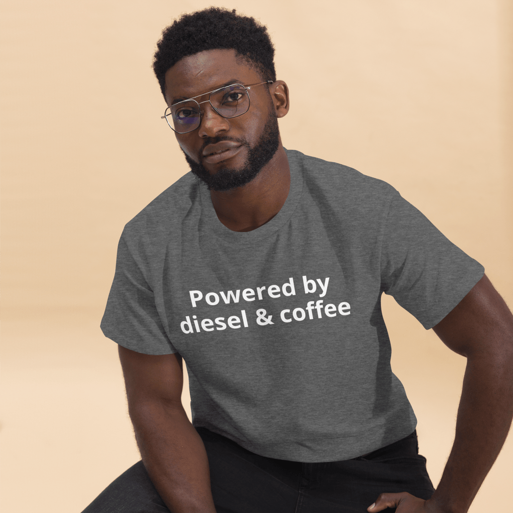 Powered by diesel & coffee Unisex Trucker Tshirt tee