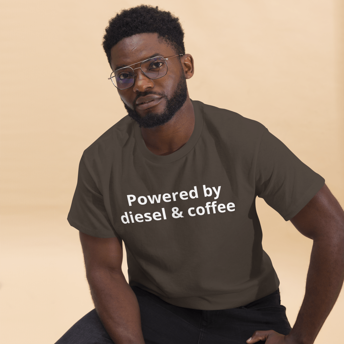 Powered by diesel & coffee Unisex Trucker Tshirt tee
