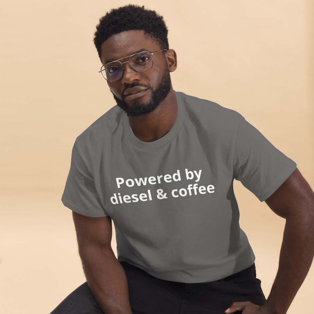Powered by diesel & coffee Unisex Trucker Tshirt tee