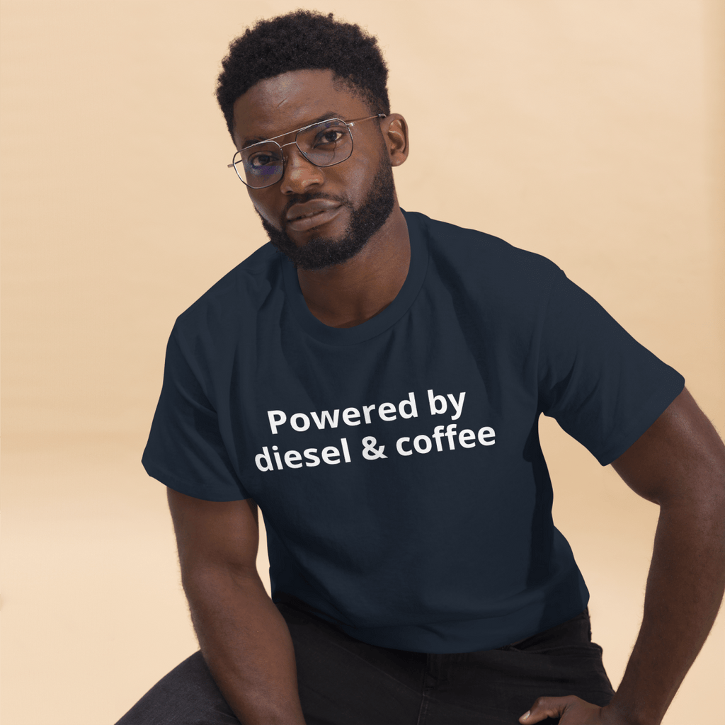 Powered by diesel & coffee Unisex Trucker Tshirt tee